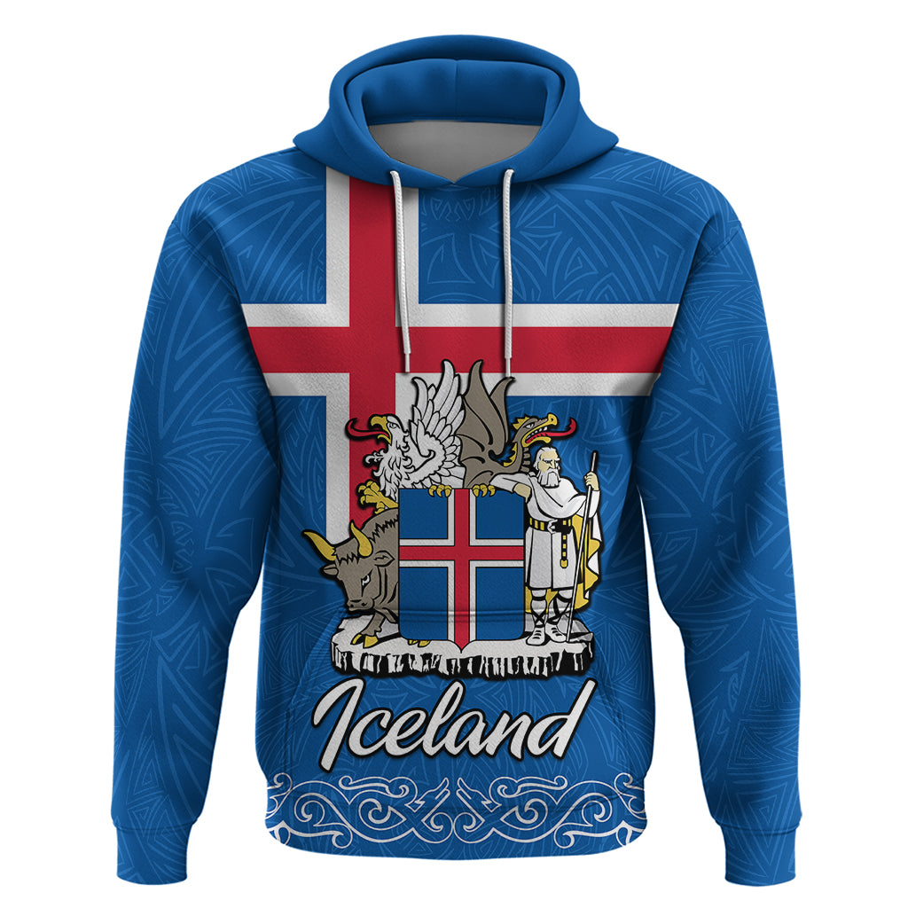 Iceland Hoodie Icelandic Coat Of Arms and Flag LT9