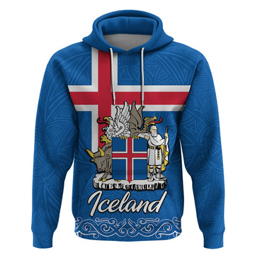 Iceland Hoodie Icelandic Coat Of Arms and Flag LT9
