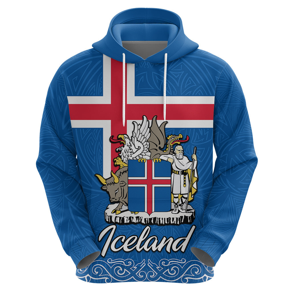 Iceland Hoodie Icelandic Coat Of Arms and Flag LT9
