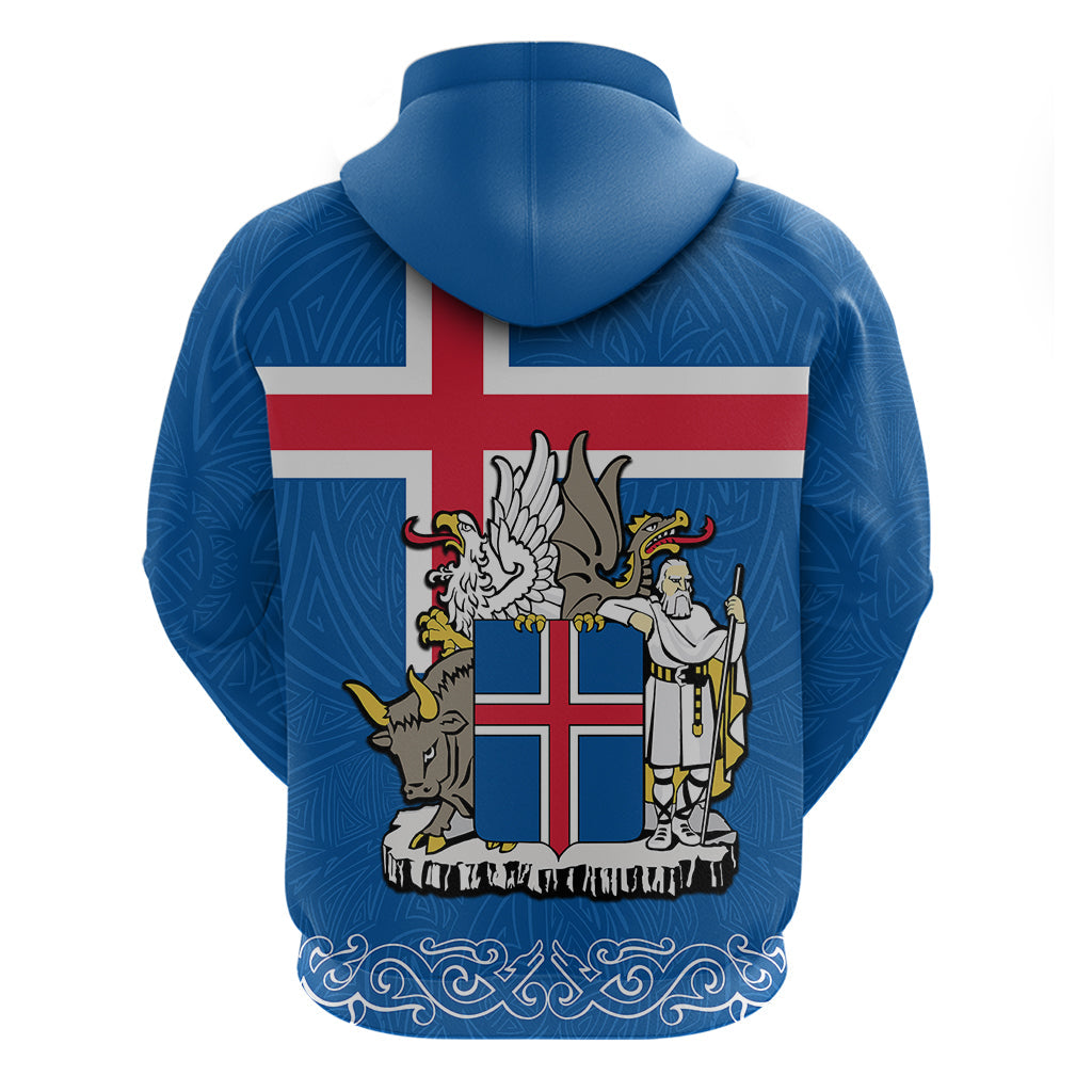 Personalised Iceland Hoodie Icelandic Coat Of Arms and Flag LT9