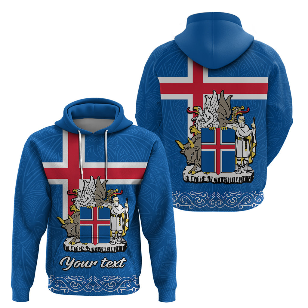 Personalised Iceland Hoodie Icelandic Coat Of Arms and Flag LT9