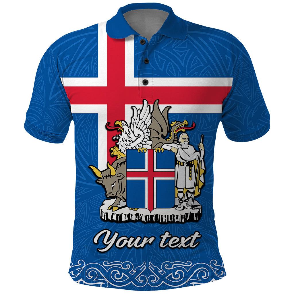 Custom Iceland Polo Shirt Icelandic Coat Of Arms and Flag LT9