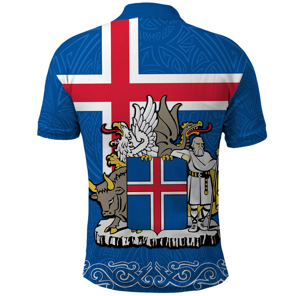 Custom Iceland Polo Shirt Icelandic Coat Of Arms and Flag LT9