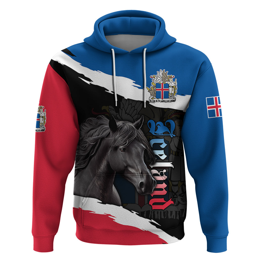 Icelandic Horse Hoodie Icelandic Coat of Arm - Black LT9