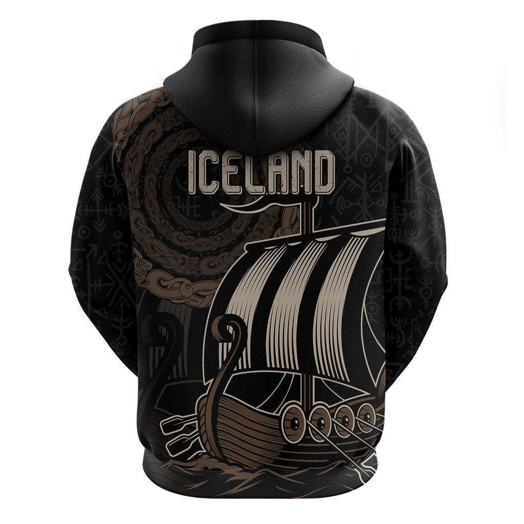 Viking Iceland Coat Of Arms Hoodie Viking Norman Ship Crossing The Sea LT9