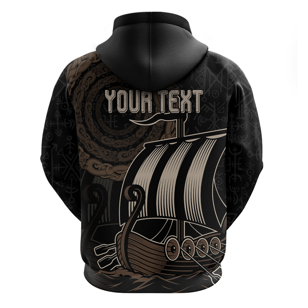 Personalised Viking Iceland Hoodie Norman Ship with Coat Of Arms Crossing The Sea LT9