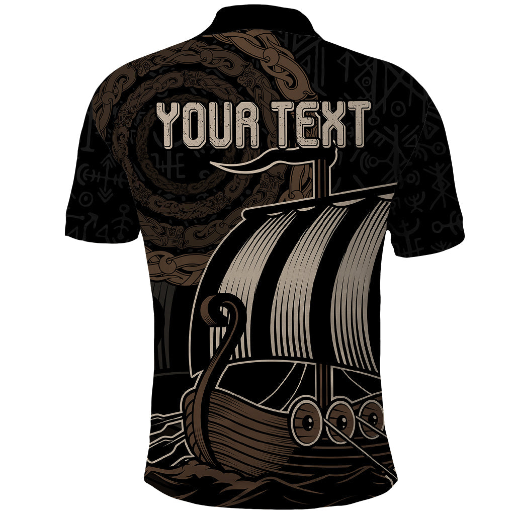 Custom Viking Iceland Polo Shirt Norman Ship with Coat Of Arms Crossing The Sea LT9