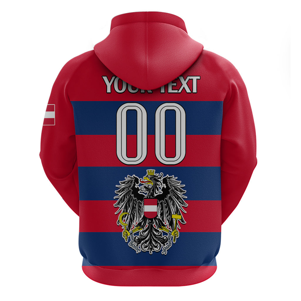(Custom Text And Number) Austria Hoodie Austrian Coat Of Arms Minimalist Red Style LT9