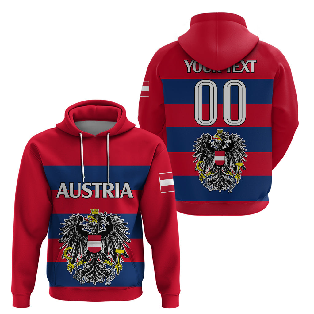 (Custom Text And Number) Austria Hoodie Austrian Coat Of Arms Minimalist Red Style LT9