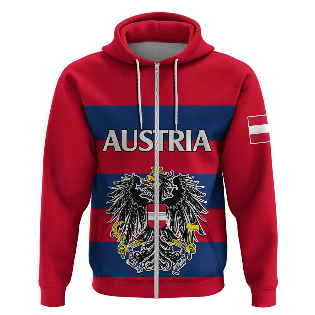 (Custom Text And Number) Austria Hoodie Austrian Coat Of Arms Minimalist Red Style LT9