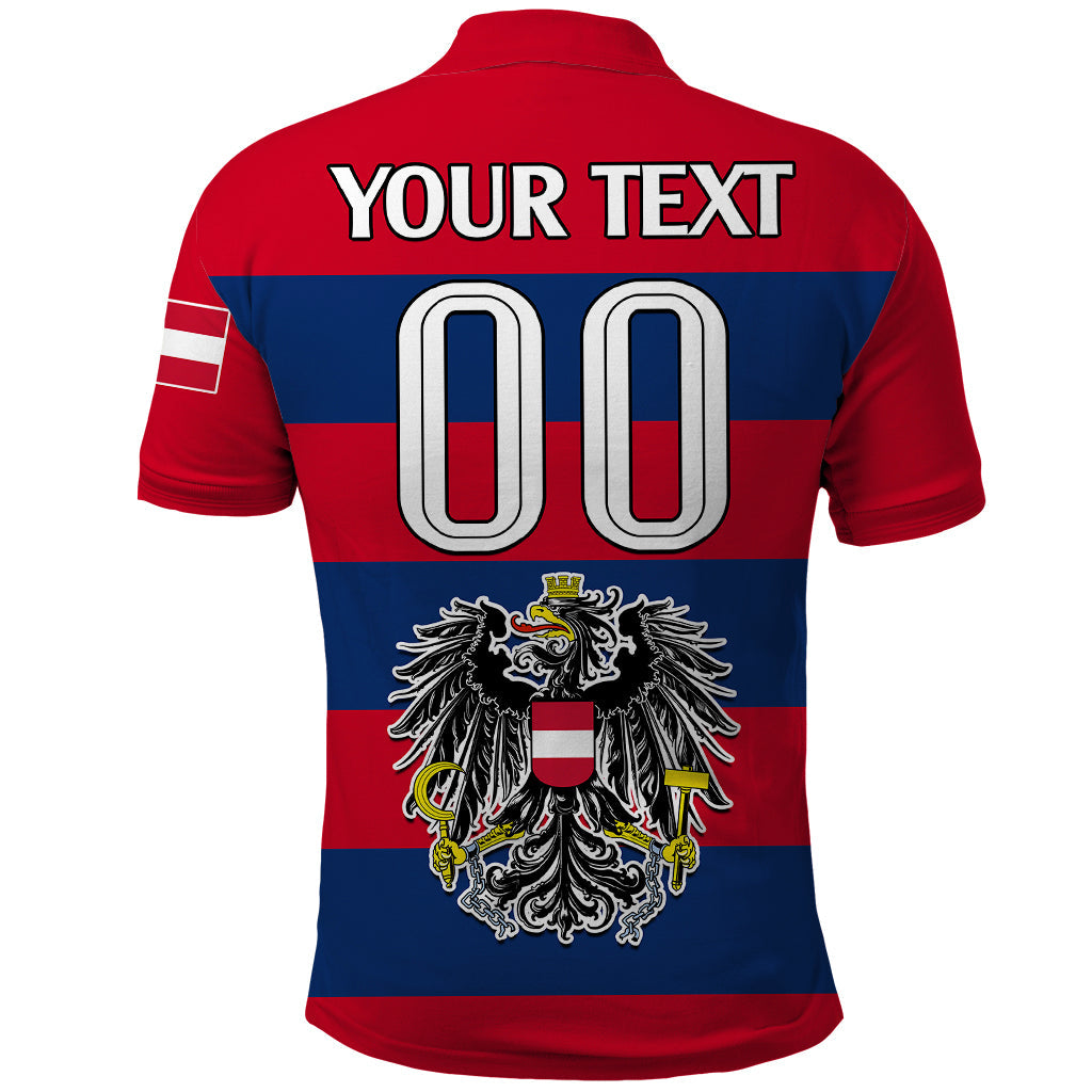 (Custom Text And Number) Austria Polo Shirt Austrian Coat Of Arms Minimalist Red Style LT9