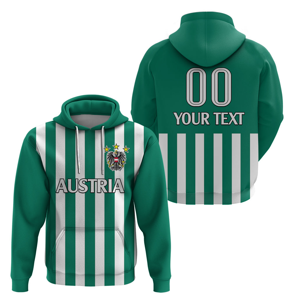 (Custom Text And Number) Austria Hoodie Austrian Coat Of Arms Minimalist Green Style No1 LT9