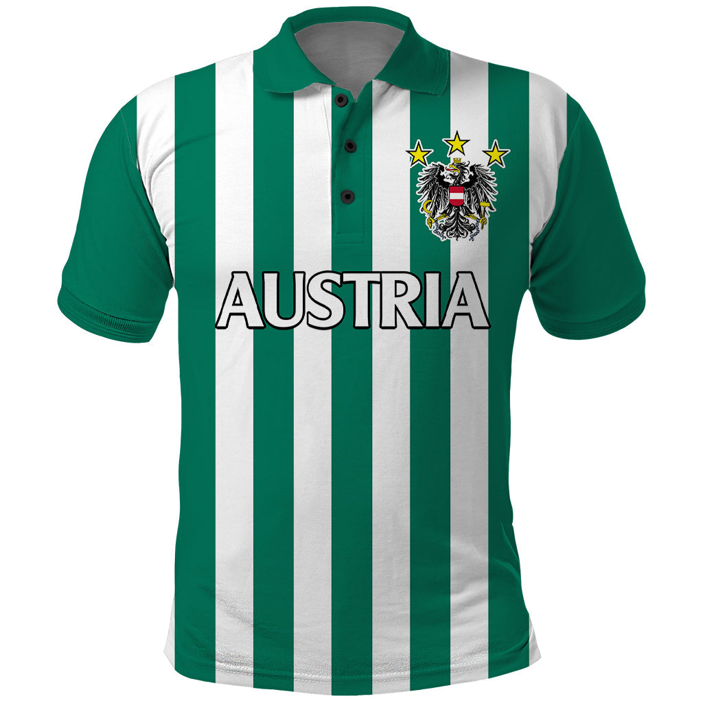 (Custom Text And Number) Austria Polo Shirt Austrian Coat Of Arms Minimalist Green Style No1 LT9