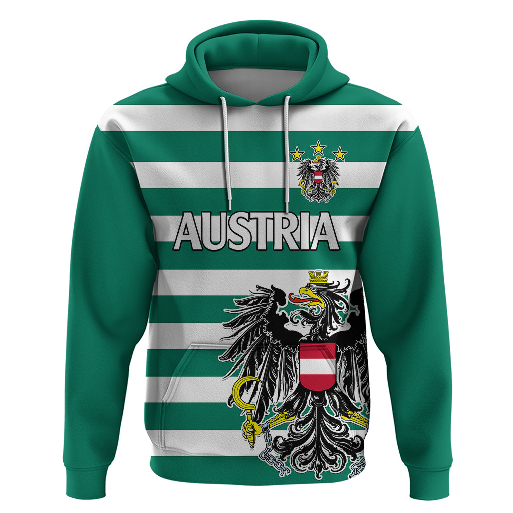(Custom Text And Number) Austria Hoodie Austrian Coat Of Arms Minimalist Green Style No2 LT9