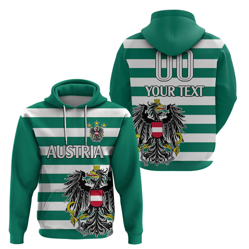(Custom Text And Number) Austria Hoodie Austrian Coat Of Arms Minimalist Green Style No2 LT9