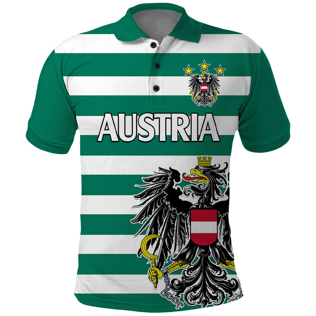 (Custom Text And Number) Austria Polo Shirt Austrian Coat Of Arms Minimalist Green Style No2 LT9