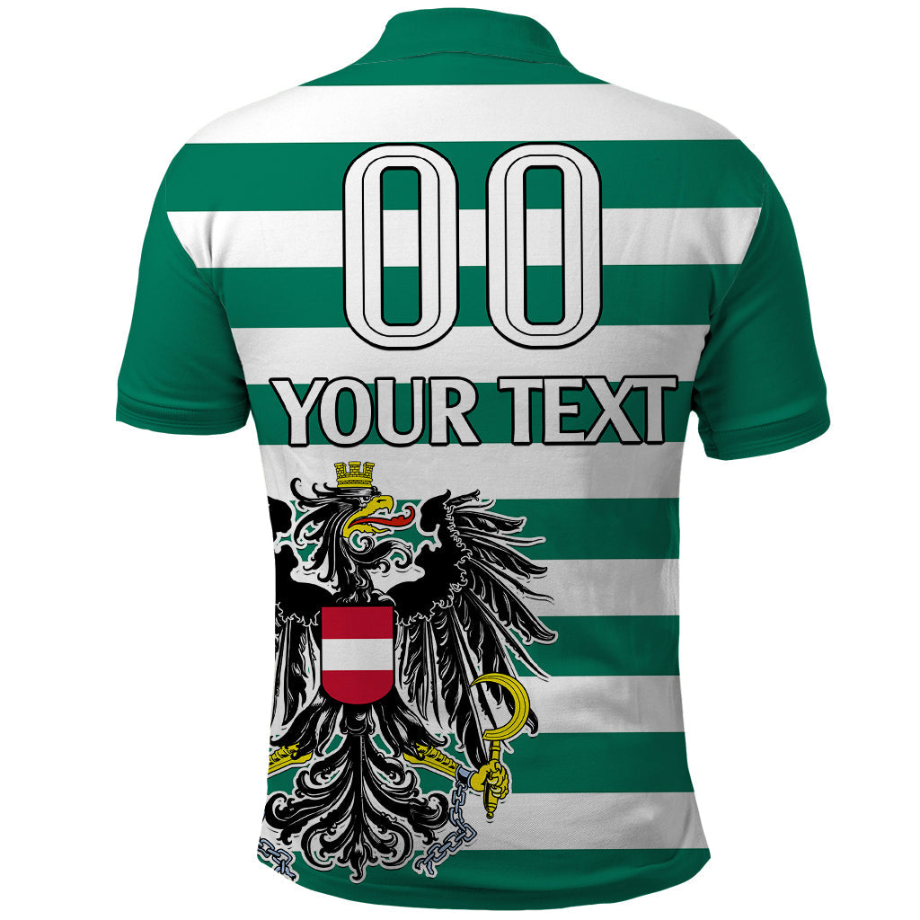 (Custom Text And Number) Austria Polo Shirt Austrian Coat Of Arms Minimalist Green Style No2 LT9