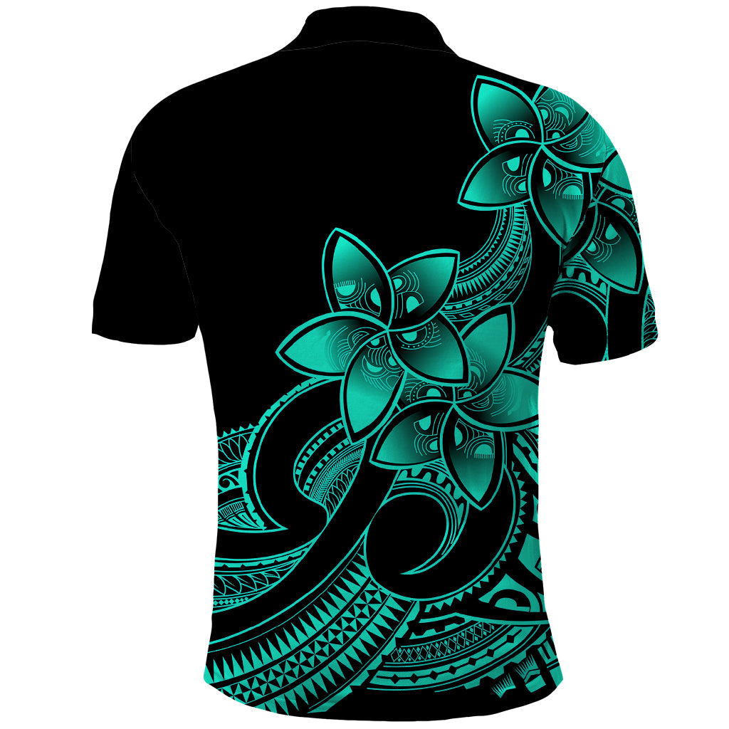 Polynesian Pride Plumeria Flowers Polo Shirt Polynesian Tribal Aqua Vibe LT9