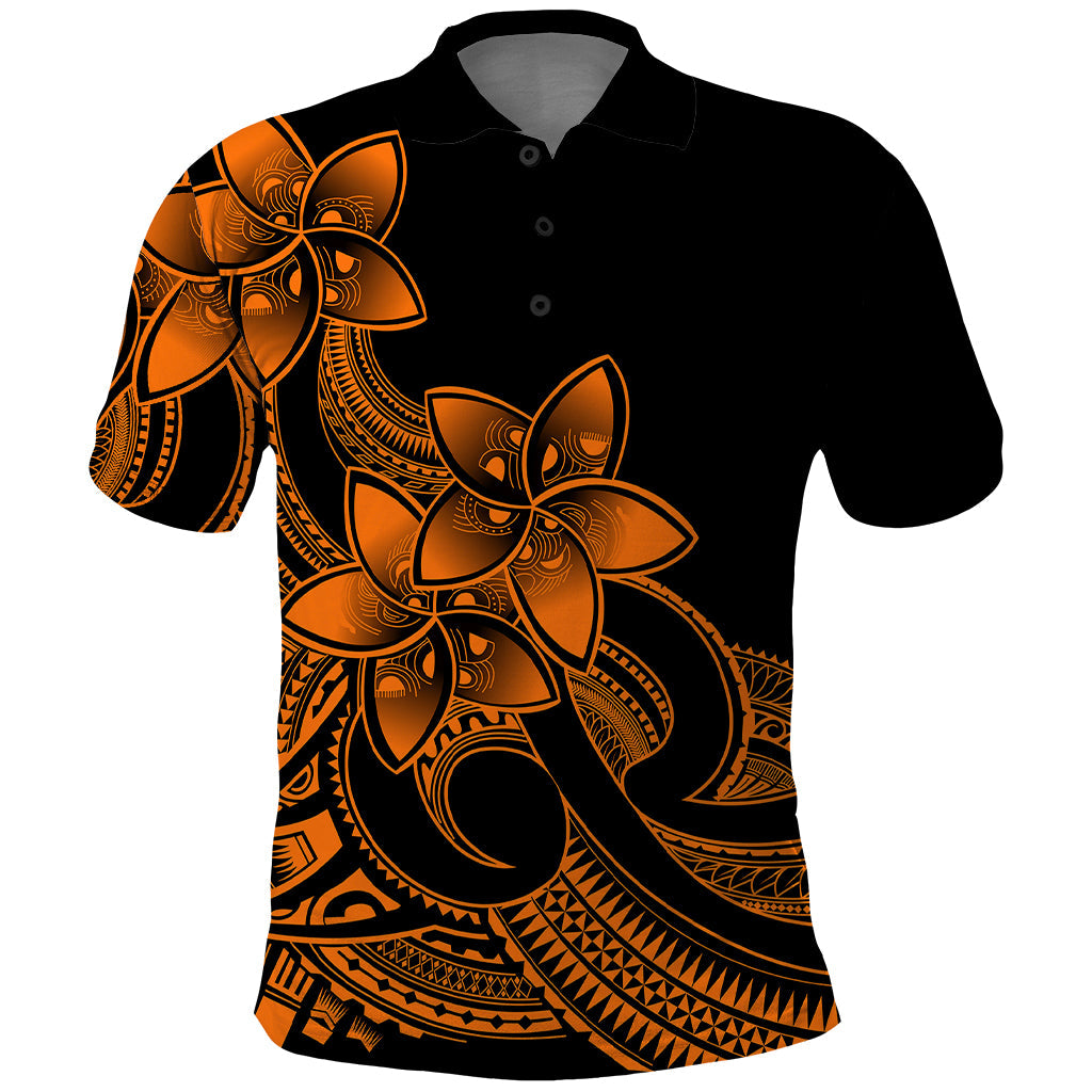 Polynesian Pride Plumeria Flowers Polo Shirt Polynesian Tribal Gold Vibe LT9