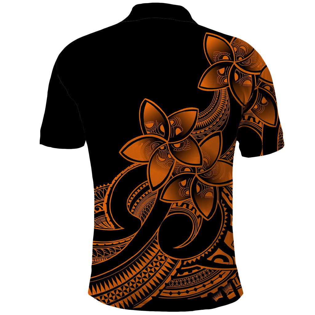Polynesian Pride Plumeria Flowers Polo Shirt Polynesian Tribal Gold Vibe LT9