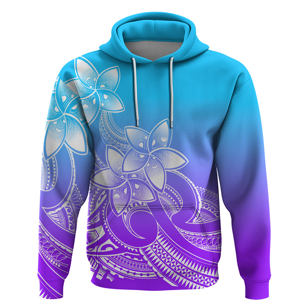 Polynesian Pride Plumeria Flowers Hoodie Polynesian Tribal Gradient Purple LT9