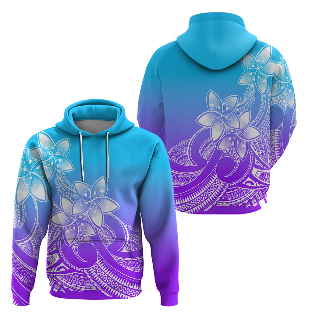 Polynesian Pride Plumeria Flowers Hoodie Polynesian Tribal Gradient Purple LT9