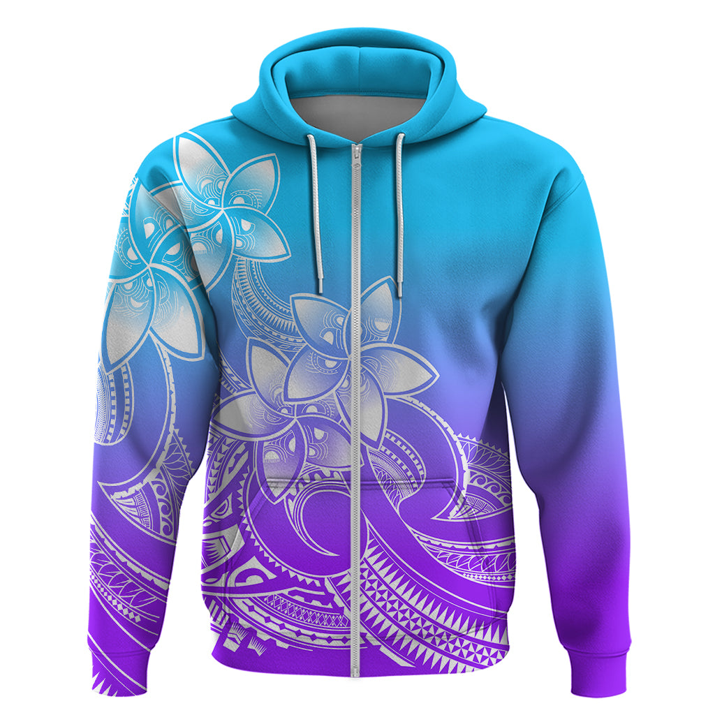 Polynesian Pride Plumeria Flowers Hoodie Polynesian Tribal Gradient Purple LT9