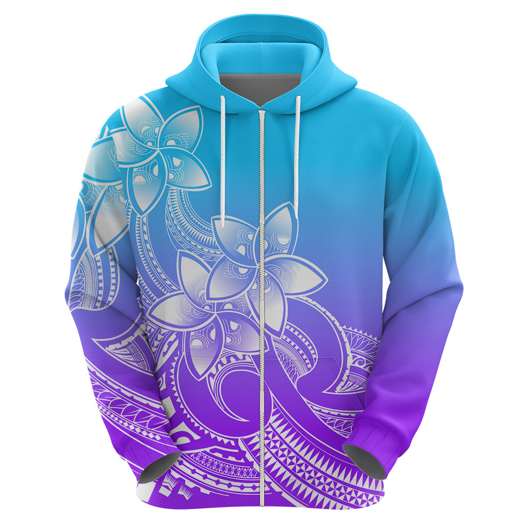 Polynesian Pride Plumeria Flowers Hoodie Polynesian Tribal Gradient Purple LT9