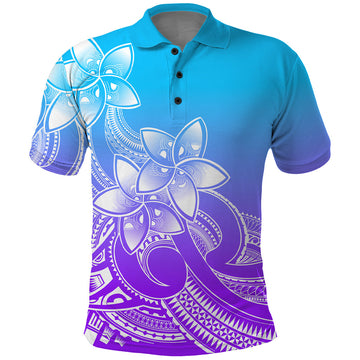 Polynesian Pride Plumeria Flowers Polo Shirt Polynesian Tribal Gradient Purple LT9