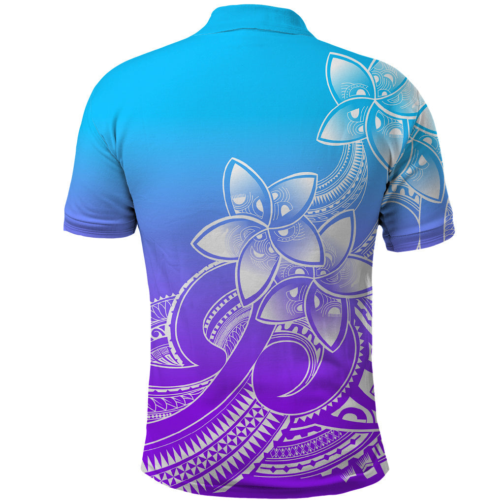 Polynesian Pride Plumeria Flowers Polo Shirt Polynesian Tribal Gradient Purple LT9