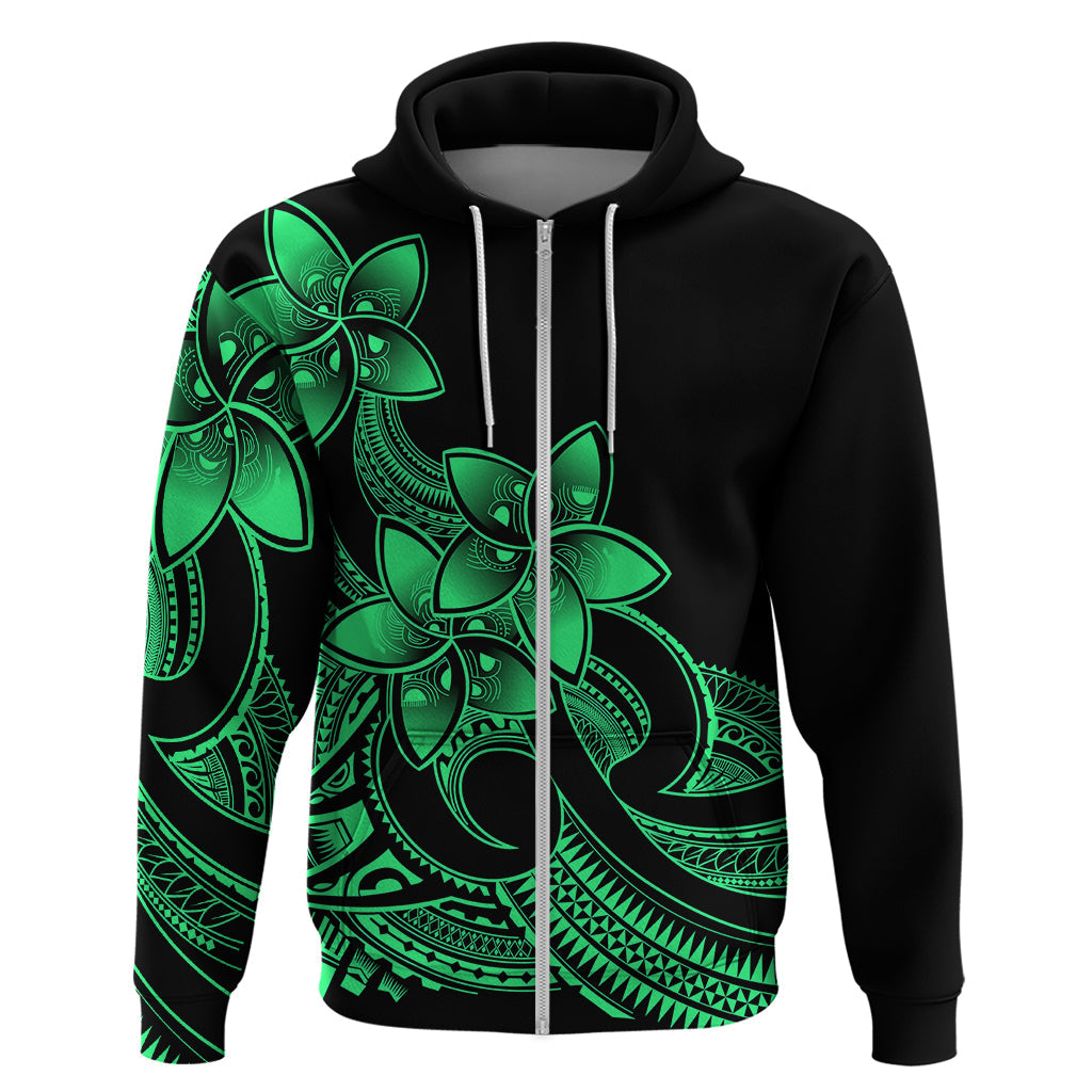 Polynesian Pride Plumeria Flowers Hoodie Polynesian Tribal Green Vibe LT9