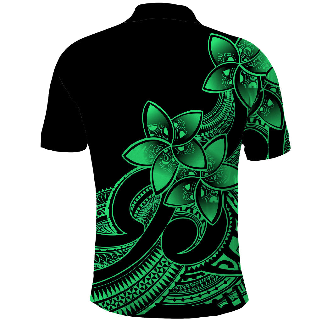 Polynesian Pride Plumeria Flowers Polo Shirt Polynesian Tribal Green Vibe LT9