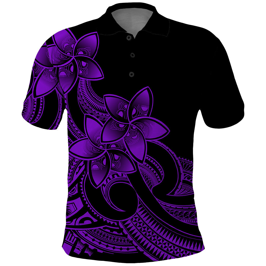 Polynesian Pride Plumeria Flowers Polo Shirt Polynesian Tribal Purple Vibe LT9