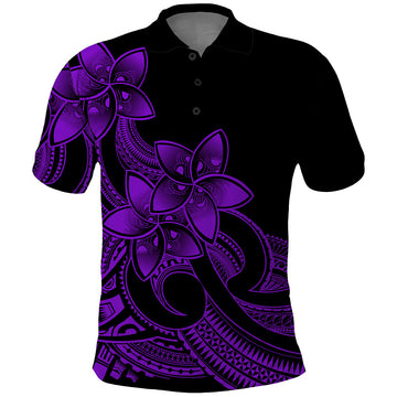 Polynesian Pride Plumeria Flowers Polo Shirt Polynesian Tribal Purple Vibe LT9