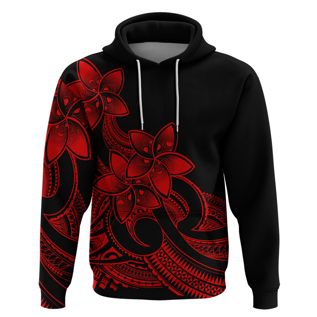 Polynesian Pride Plumeria Flowers Hoodie Polynesian Tribal Red Vibe LT9