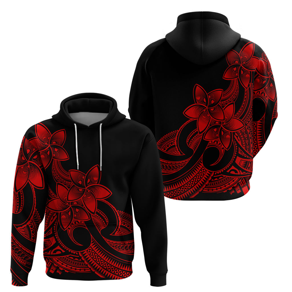 Polynesian Pride Plumeria Flowers Hoodie Polynesian Tribal Red Vibe LT9