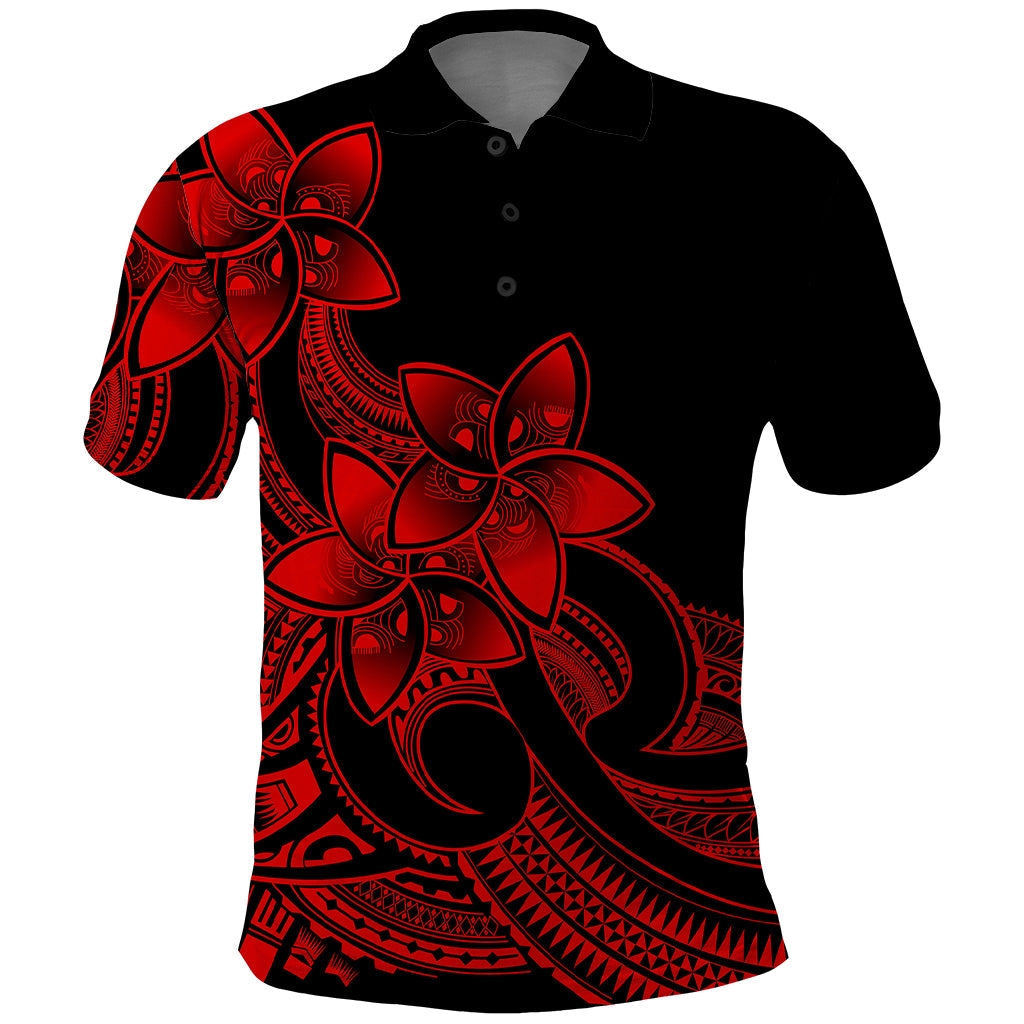 Polynesian Pride Plumeria Flowers Polo Shirt Polynesian Tribal Red Vibe LT9