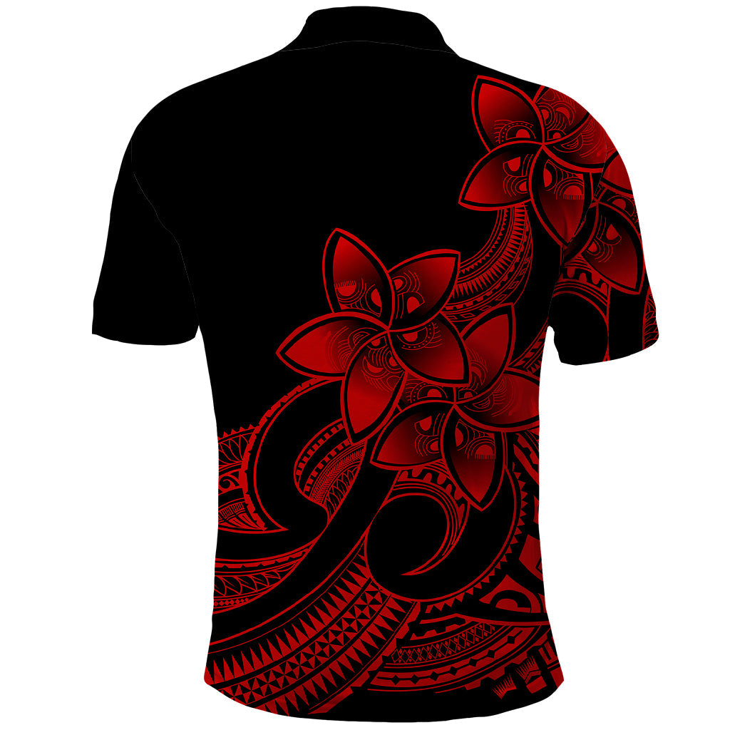 Polynesian Pride Plumeria Flowers Polo Shirt Polynesian Tribal Red Vibe LT9