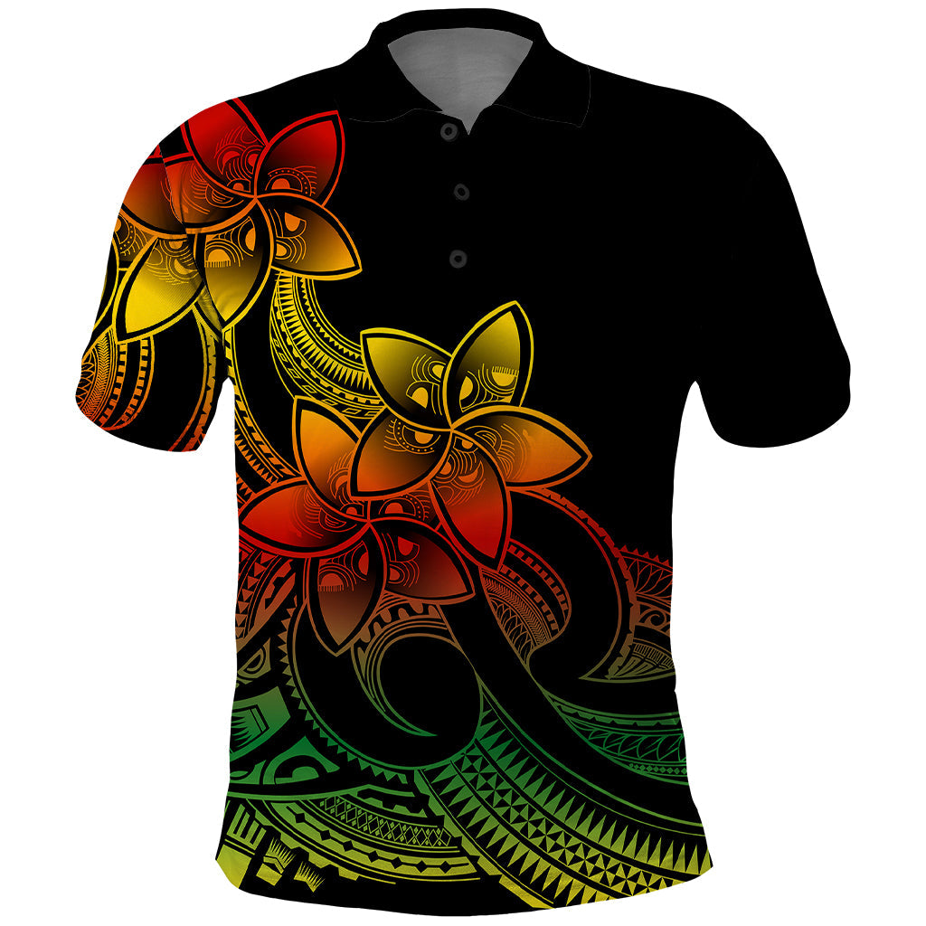 Polynesian Pride Plumeria Flowers Polo Shirt Polynesian Tribal Reggae Vibe LT9