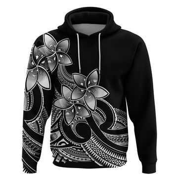 Polynesian Pride Plumeria Flowers Hoodie Polynesian Tribal White Vibe LT9