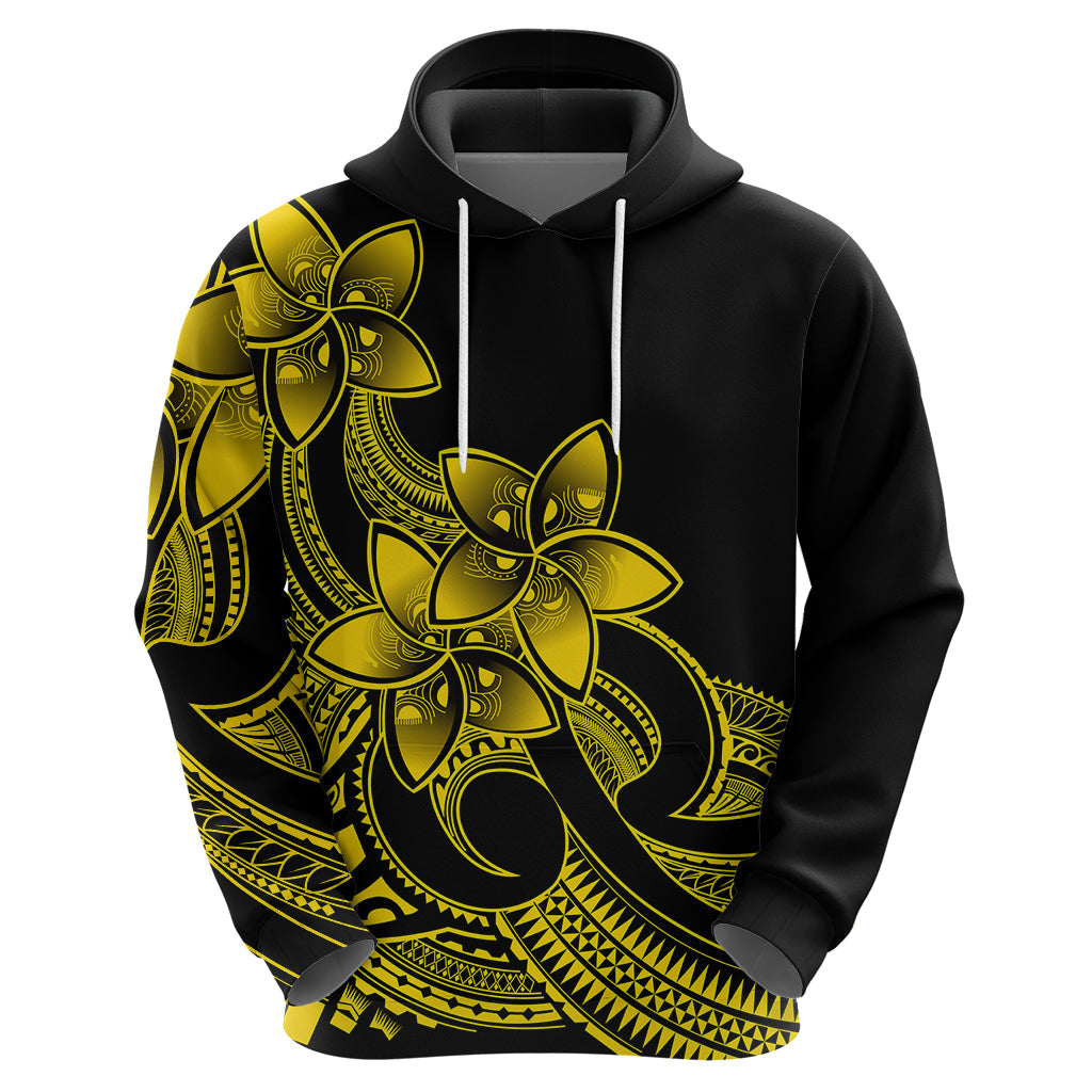 Polynesian Pride Plumeria Flowers Hoodie Polynesian Tribal Yellow Vibe LT9