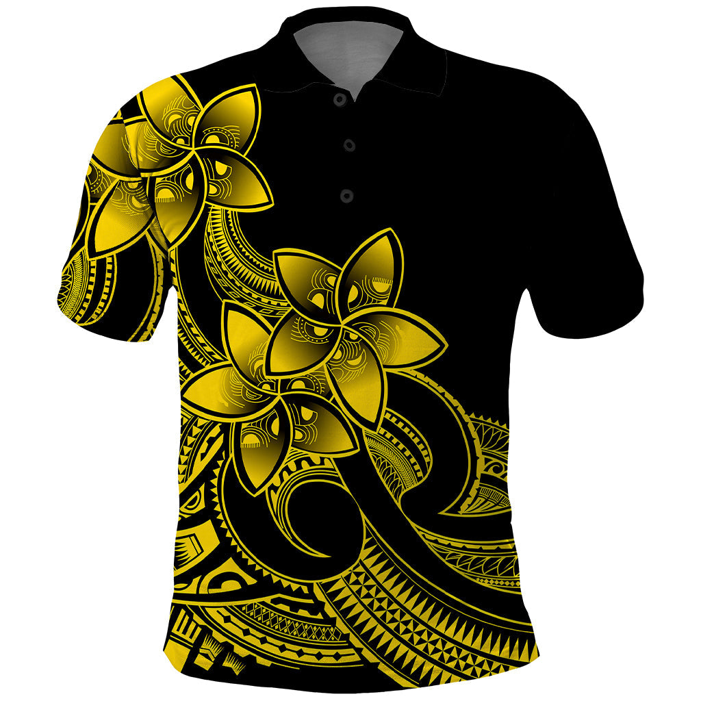Polynesian Pride Plumeria Flowers Polo Shirt Polynesian Tribal Yellow Vibe LT9