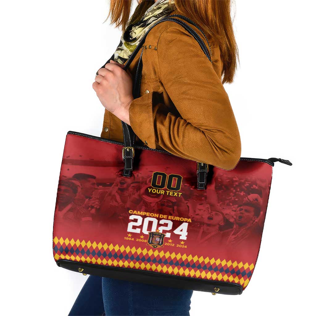 Custom Espana Campeon De Europa Leather Tote Bag Spain History Champions LT9