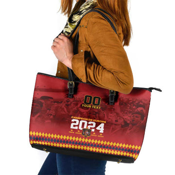 Custom Espana Campeon De Europa Leather Tote Bag Spain History Champions LT9