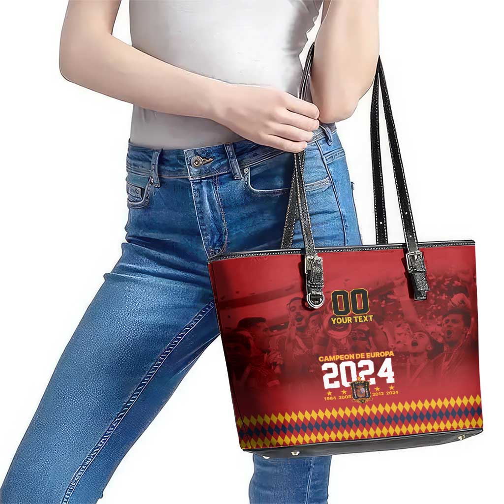 Custom Espana Campeon De Europa Leather Tote Bag Spain History Champions LT9