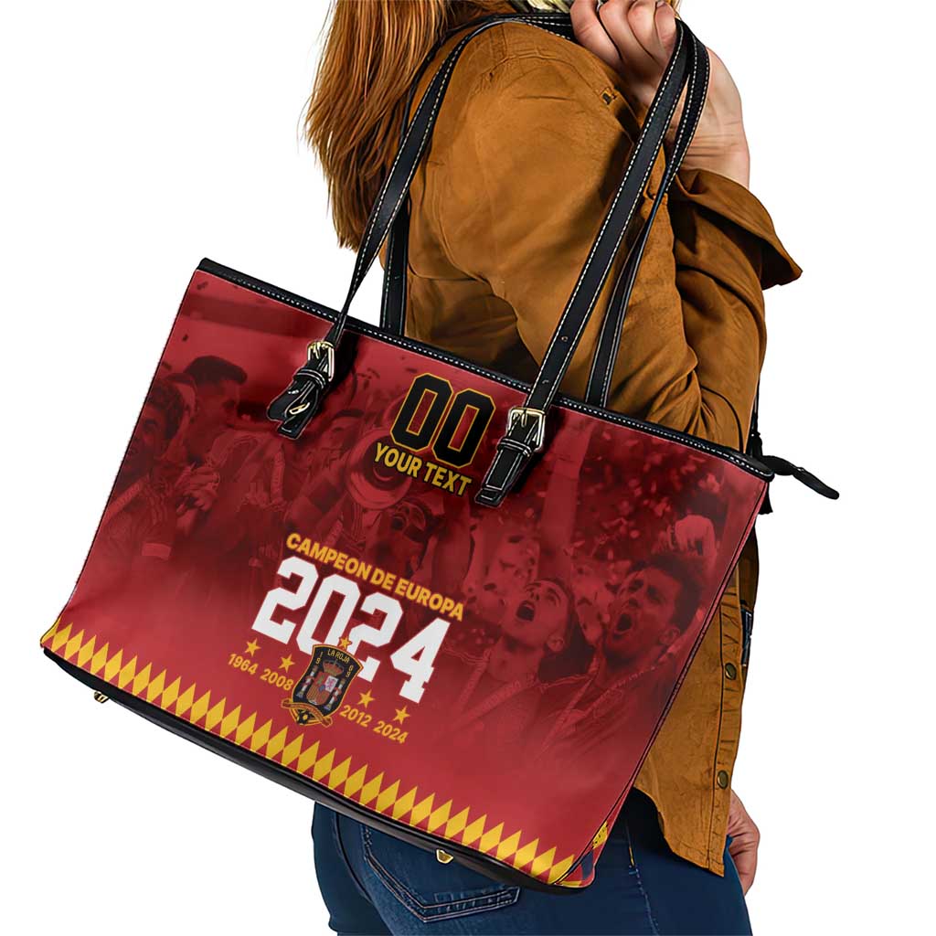 Custom Espana Campeon De Europa Leather Tote Bag Spain History Champions LT9