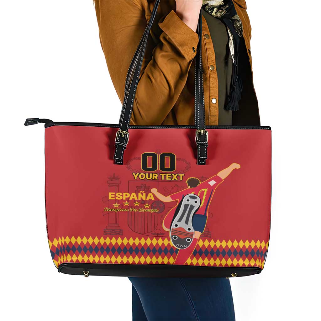 Custom Spain Euro 2024 Champions Leather Tote Bag La Roja Campeon De Europa LT9