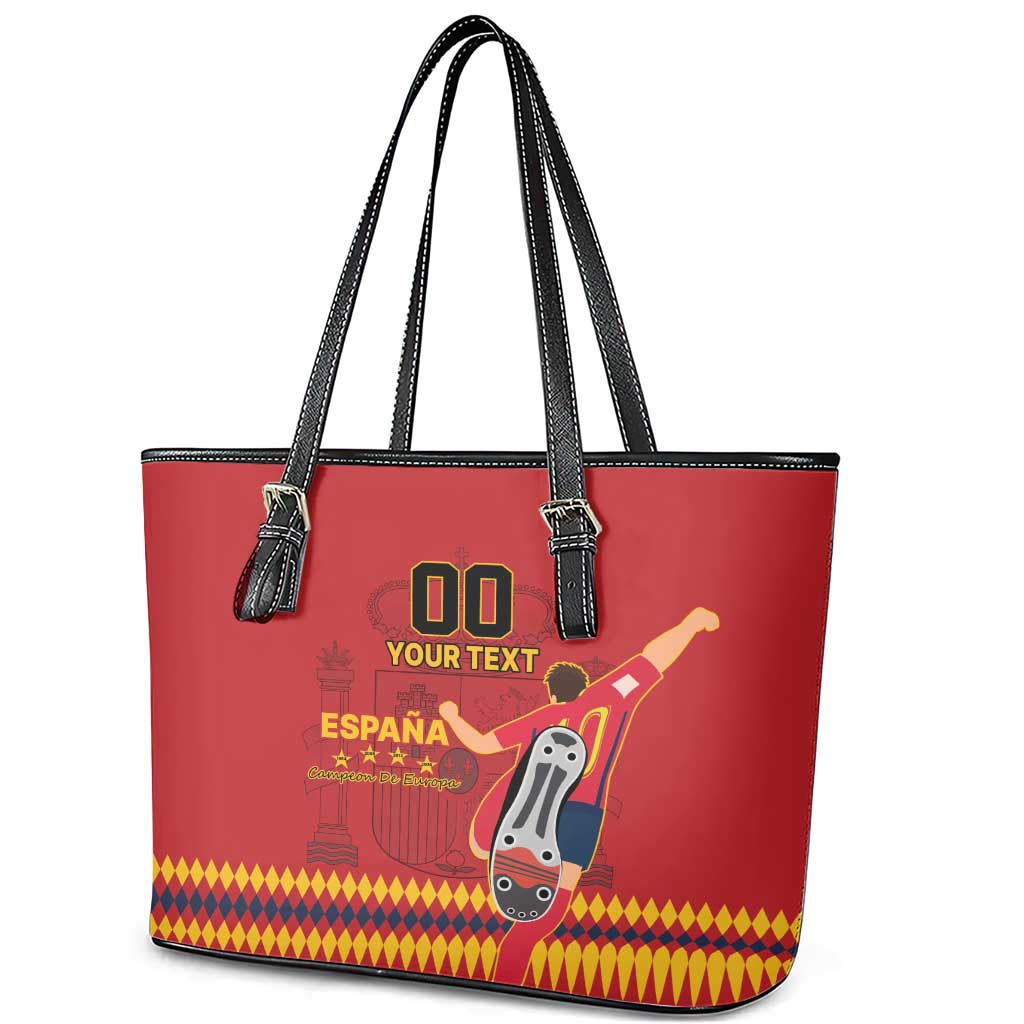 Custom Spain Euro 2024 Champions Leather Tote Bag La Roja Campeon De Europa LT9