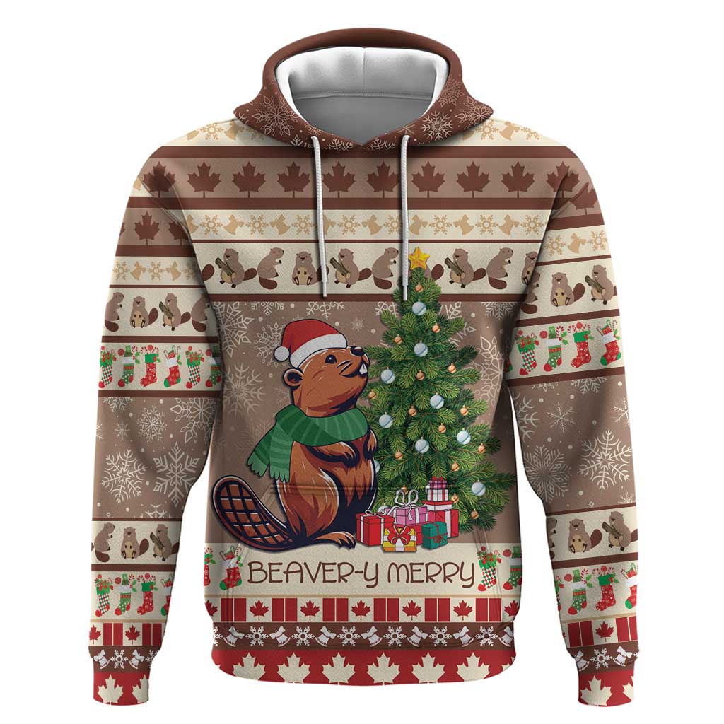 Personalized Beaver-y Merry Hoodie Canada Merry Christmas Beavers LT9