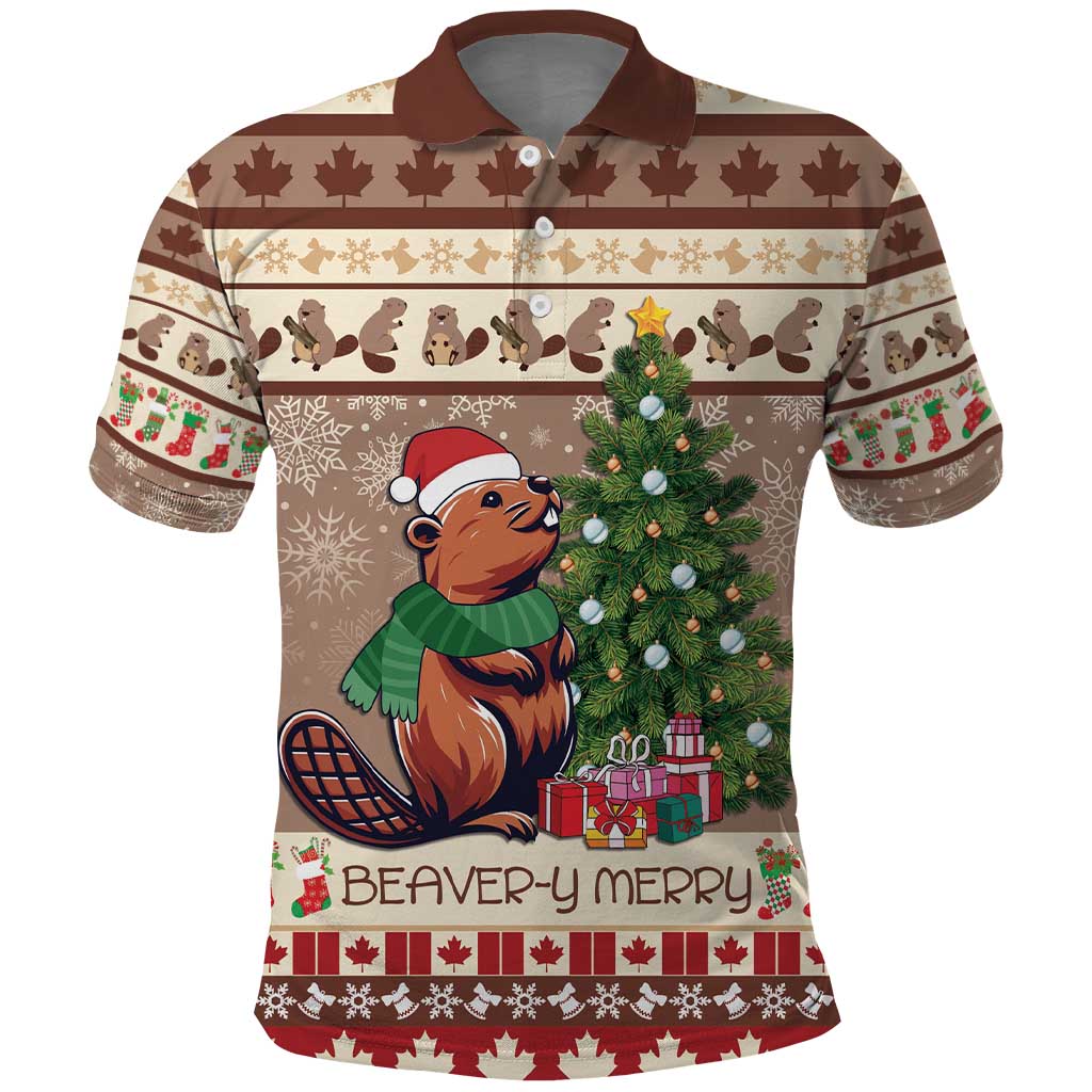 Personalized Beaver-y Merry Polo Shirt Canada Merry Christmas Beavers LT9